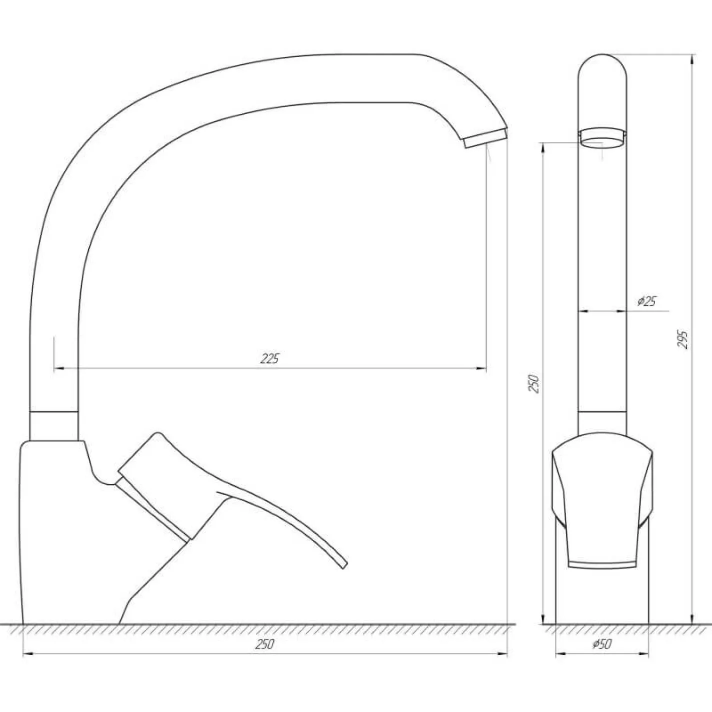 Змішувач для кухні Globus Lux Queensland GLQU-0203S-BIG-3-Titanium - Фото 1